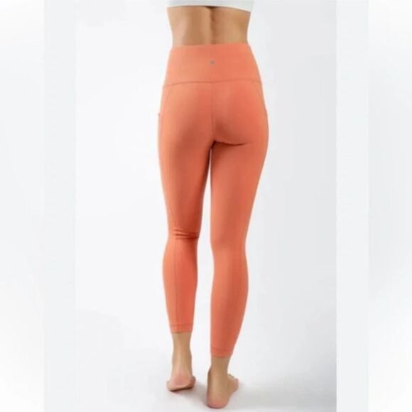 Yogalicious High-Waisted Leggings With Pockets Rust Orange S 86% Polyester 14% S - Picture 5 of 12
